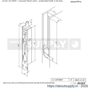 Olda 30 HZM20 kantschuif type 30 HZM verlengde schoot +20 mm staal verzinkt voor houten deuren - S30205069 - afbeelding 2