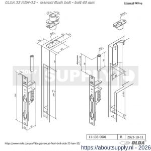 Olda 33 HZM32 60 kantschuif type 33 HZM doornmaat 32 mm staal verzinkt voor stalen-aluminium deuren - S30205070 - afbeelding 2