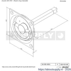 Olda 85 PM schuifdeur inbouwgreep type 85 PM staal verzinkt - S30205111 - afbeelding 2