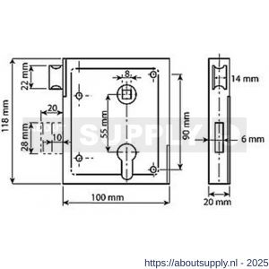Dulimex DX UKS DS PZ poortslot met dagschoot links en rechts bruikbaar doornmaat 60 mm voor profielcilinder zwart kunststof deurkrukgarnituur met schild sluitplaat staal verzinkt - S30202011 - afbeelding 2