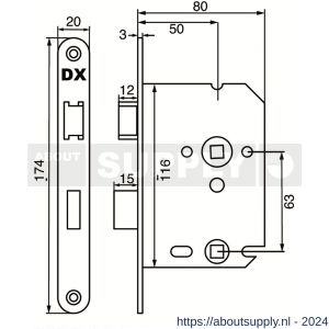 Dulimex DX WBS-50-WBWE WC-badkamerslot doornmaat 50 mm ronde voorplaat wit inclusief rechthoekige sluitplaat - S30201990 - afbeelding 2