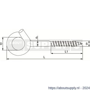 Dulimex DX 370-09E bevestigingshaak met houtschroefdraad 145 x diameter 8.8 mm verzinkt - S30200552 - afbeelding 2