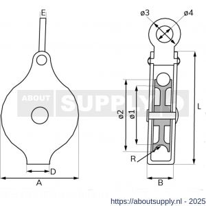 Dulimex DX BKH.5006-ZB hijskatrol met vast oog polyamide wiel 50 mm verzinkt 1 stuk op kaart - S30204841 - afbeelding 2