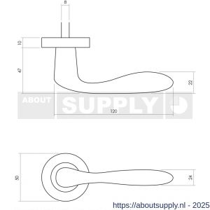 Intersteel Living 0201 deurkruk Banaan met rozet verdekt diameter 49x7 mm messing ongelakt - S26007891 - afbeelding 2