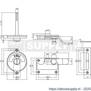 Intersteel Living 3700 WC-overslag met bocht en tekst Vrij-Bezet messing ongelakt - S26007897 - afbeelding 2