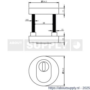 Intersteel Living 3751 SKG3 veiligheidsrozetten rond verdekt diameter 55x12 mm profielcilindergat met kerntrekbeveiliging messing ongelakt - S26003563 - afbeelding 2