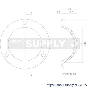 Intersteel Living 3975 afdekplaatje voor bout voordeurknop messing ongelakt - S26004715 - afbeelding 2