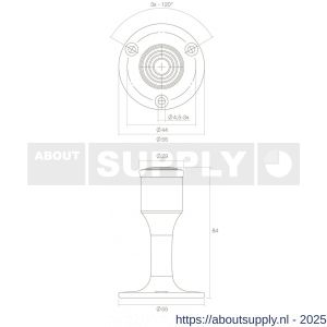 Intersteel Living 4420 deurstop recht diameter 55x85 mm wandmontage messing ongelakt - S26000984 - afbeelding 2