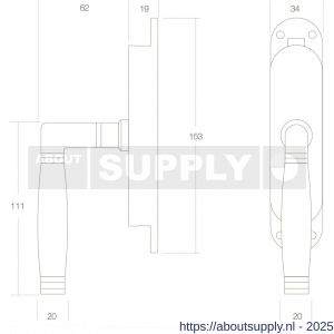 Intersteel 5620 kruk-espagnolet rechts Ton 222 messing ongelakt-ebbenhout - S26000084 - afbeelding 2