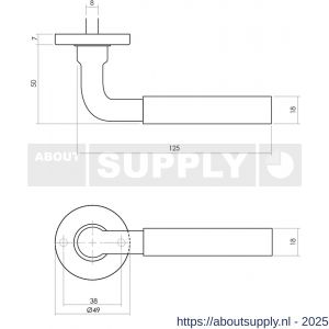 Intersteel Living 0215 deurkruk Palma met rozet verdekt diameter 49x7 mm messing getrommeld - S26007904 - afbeelding 2