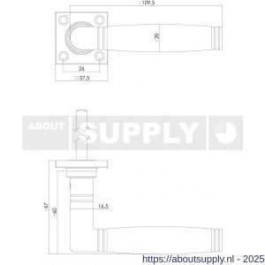 Intersteel Living 0375 deurkruk Ton 222 met rozet 38x38x5 mm messing getrommeld-ebbenhout - S26007914 - afbeelding 2