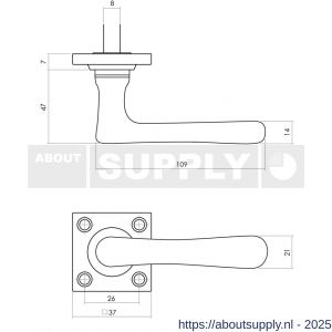 Intersteel Living 0388 deurkruk Trento met rozet 38x38x5 mm messing getrommeld - S26007925 - afbeelding 2