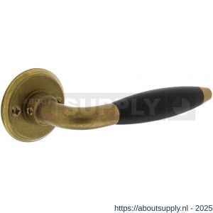 Intersteel Living 0421 deurkruk Antonnet met rozet diameter 50x5 mm messing getrommeld-ebbenhout - S26007926 - afbeelding 1
