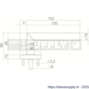 Intersteel 0583 deurkruk gatdeel Jura op rozet verdekt diameter 53x10 mm PVD messing getrommeld - S26011267 - afbeelding 2