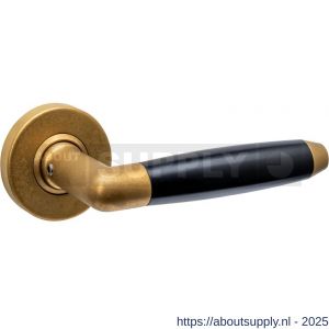 Intersteel 0640 deurkruk gatdeel Combinatie op rozet verdekt diameter 53x10 mm PVD messing getrommeld-zwart - S26011260 - afbeelding 1