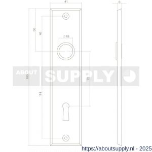 Intersteel 2568 renovatie kortschild rechthoekig 181x41x7 mm sleutelgat 72 mm messing getrommeld - S26002815 - afbeelding 2