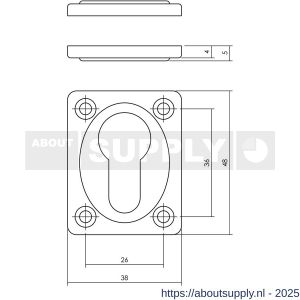 Intersteel Living 3183 cilinderrozetten 47x37x5 mm messing getrommeld - S26011104 - afbeelding 2