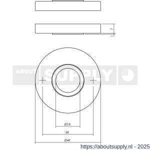 Intersteel 3186 rozetten verdekt diameter 49x7 mm messing getrommeld - S26007566 - afbeelding 2