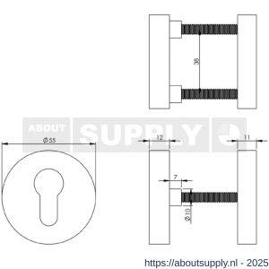 Intersteel Living 3750 SKG3 veiligheidsrozetten rond verdekt diameter 55x12 mm profielcilindergat messing getrommeld - S26003572 - afbeelding 2