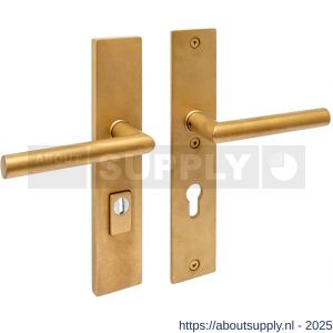 Intersteel Living 3964 SKG3 veiligheidsbeslag rechthoekig 250x50 mm kruk-kruk Jura met veerconstructie profielcilindergat 72 mm met kerntrekbeveiliging PVD messing getrommeld - S26010930 - afbeelding 1