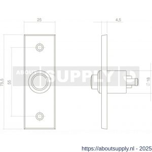 Intersteel Living 3990 beldrukker rechthoekig smal messing getrommeld - S26007282 - afbeelding 2