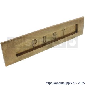 Intersteel Living 4000 briefplaat rechthoekig 330x77 mm met verende klep binnendraaiend met tekst POST messing getrommeld - S26010141 - afbeelding 1