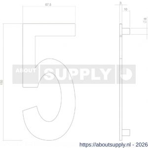 Intersteel Living 4020 huisnummer 5 150 mm PVD messing getrommeld - S26010917 - afbeelding 2