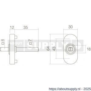 Intersteel 6050 basisplaat ovaal voor raamkruk hals diameter 18 mm messing getrommeld - S26003774 - afbeelding 2