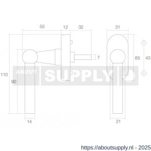 Intersteel Living 6050 raamkruk L-bol model op ovaal rozet messing getrommeld - S26003732 - afbeelding 2
