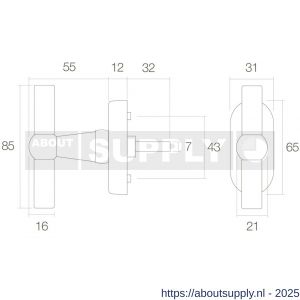 Intersteel 6050 raamkruk T-bol model op ovaal rozet messing getrommeld - S26003736 - afbeelding 2