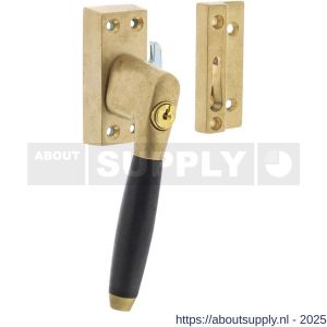 Intersteel Living 6616 SKG* afsluitbare raamsluiting links inclusief sluitplaat met kom Ton 400 messing getrommeld-ebbenhout - S26003816 - afbeelding 1