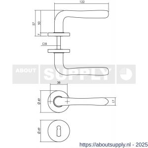 Intersteel 0198 deurkruk Saturnus op rozet verdekt diameter 49x7 mm en sleutelrozetten messing gelakt - S26010580 - afbeelding 2