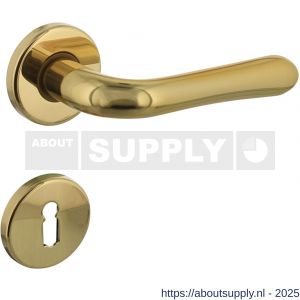 Intersteel 0198 deurkruk Saturnus op rozet verdekt diameter 49x7 mm en sleutelrozetten messing gelakt - S26010580 - afbeelding 1
