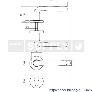 Intersteel 0198 deurkruk Saturnus op rozet verdekt diameter 49x7 mm en cilinderrozetten messing gelakt - S26010581 - afbeelding 2