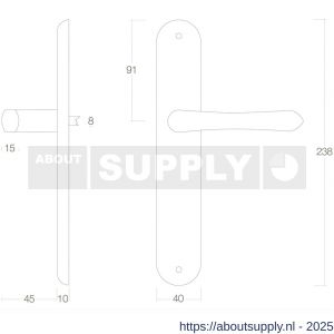 Intersteel 0198 deurkruk Saturnus op schild ovaal 236x37 mm blind messing gelakt - S26001922 - afbeelding 2
