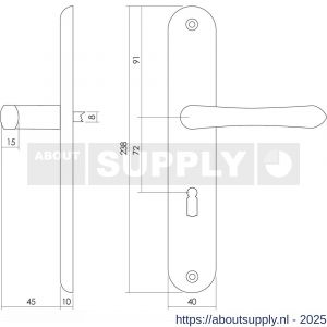 Intersteel 0198 deurkruk Saturnus op schild ovaal 236x37 mm sleutelgat 72 mm messing gelakt - S26007929 - afbeelding 2
