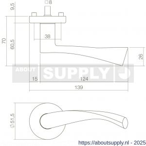 Intersteel Living 0282 deurkruk Vlinder met rozet verdekt diameter 52x10 mm messing gelakt - S26004746 - afbeelding 2