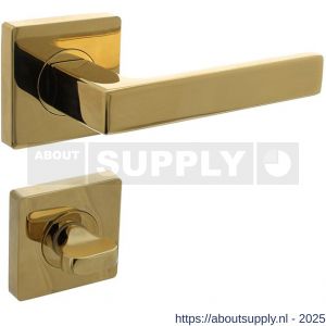 Intersteel 1713 deurkruk Hera op rozet verdekt 55x55x10 mm met nokken en WC-sluiting met stift 8x8 mm PVD messingkleur - S26010149 - afbeelding 1