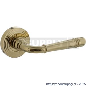 Intersteel Living 1725 deurkruk Helena op rozet verdekt met rillen diameter 55x10 mm met nokken PVD messingkleur - S26006692 - afbeelding 1
