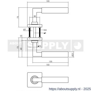 Intersteel Living 1741 deurkruk Baustil op rozet verdekt 55x55x10 mm met nokken PVD messingkleur - S26010150 - afbeelding 2