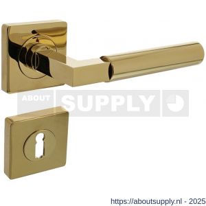 Intersteel 1741 deurkruk Baustil op rozet verdekt 55x55x10 mm met nokken en sleutelrozetten PVD messingkleur - S26010153 - afbeelding 1