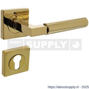 Intersteel 1741 deurkruk Baustil op rozet verdekt 55x55x10 mm met nokken en cilinderrozetten PVD messingkleur - S26010154 - afbeelding 1