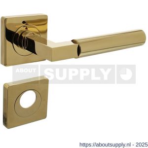 Intersteel 1741 deurkruk Baustil op rozet verdekt 55x55x10 mm met nokken en rondcilinderrozetten PVD messingkleur - S26010155 - afbeelding 1