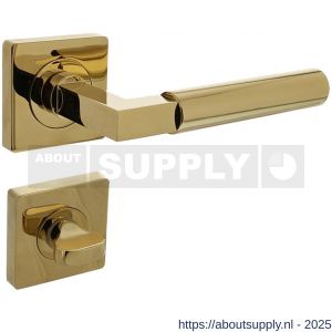 Intersteel 1741 deurkruk Baustil op rozet verdekt 55x55x10 mm met nokken en WC-sluiting met stift 7x7 mm PVD messingkleur - S26010156 - afbeelding 1