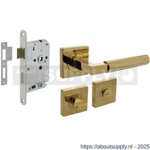 Intersteel Living 1741 set toiletslot 63/8 mm wit met deurkruk Baustil op rozet 55x55 mm en WC-sluiting PVD messingkleur - S26011038 - afbeelding 1