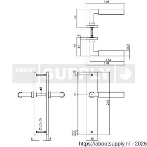 Intersteel Living 1742 deurkruk Baustil op schild rechthoekig 245x45 mm blind PVD messingkleur - S26010158 - afbeelding 2