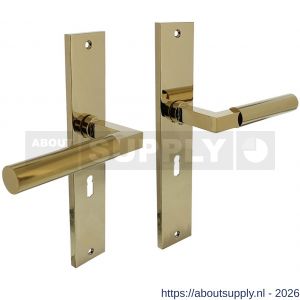 Intersteel Living 1742 deurkruk Baustil op schild rechthoekig 245x45 mm sleutelgat 56 mm PVD messingkleur - S26010160 - afbeelding 1