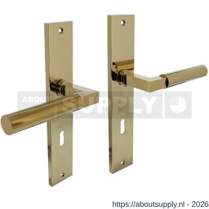 Intersteel 1742 deurkruk Baustil op schild rechthoekig 245x45 mm sleutelgat 72 mm PVD messingkleur - S26010161 - afbeelding 1