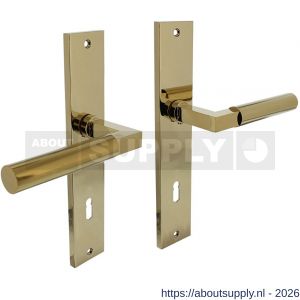 Intersteel 1742 deurkruk Baustil op schild rechthoekig 245x45 mm sleutelgat 78 mm PVD messingkleur - S26010162 - afbeelding 1