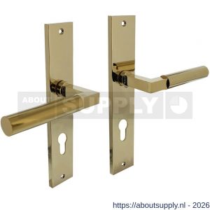 Intersteel Living 1742 deurkruk Baustil op schild rechthoekig 245x45 mm profielcilindergat 72 mm PVD messingkleur - S26010164 - afbeelding 1